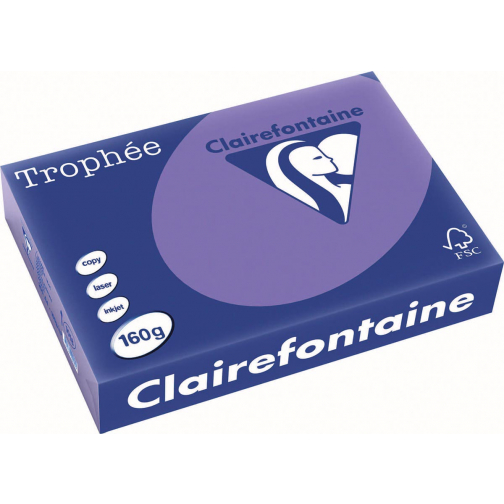 Clairefontaine Trophée Intens, papier couleur, A4, 160 g, 250 feuilles, violet