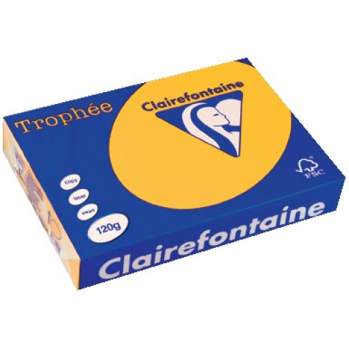 Clairefontaine Trophée Intens, papier couleur, A4, 120 g, 250 feuilles, jaune tournesol