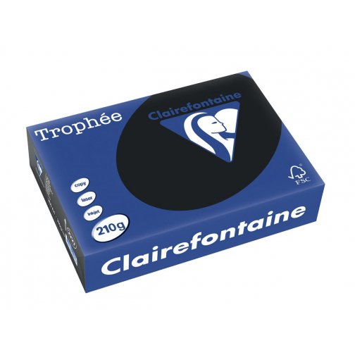 Clairefontaine Trophée Pastel, papier couleur, A4, 210 g, 250 feuilles, zwart