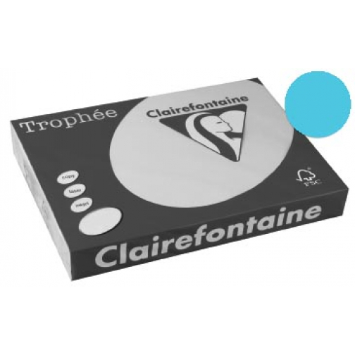 Clairefontaine Trophée Pastel, papier couleur, A3, 160 g, 250 feuilles, bleu azur