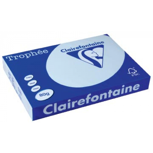 Clairefontaine Trophée Pastel, papier couleur, A3, 80 g, 500 feuilles, bleu azur