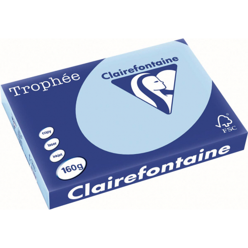 Clairefontaine Trophée Pastel, papier couleur, A3, 160 g, 250 feuilles, bleu