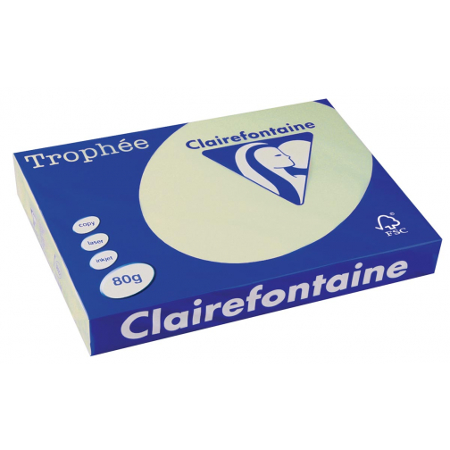 Clairefontaine Trophée Pastel, papier couleur, A3, 80 g, 500 feuilles, vert pâle