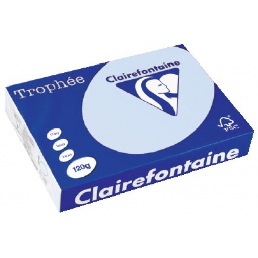 Clairefontaine Trophée Pastel, papier couleur, A4, 120 g, 250 feuilles, bleu azur