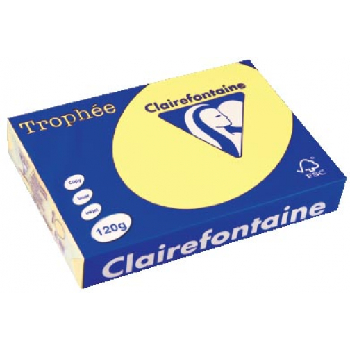 Clairefontaine Trophée Pastel, papier couleur, A4, 120 g, 250 feuilles, jonquille