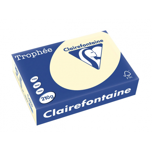 Clairefontaine Trophée Pastel, papier couleur, A4, 210 g, 250 feuilles, ivoire