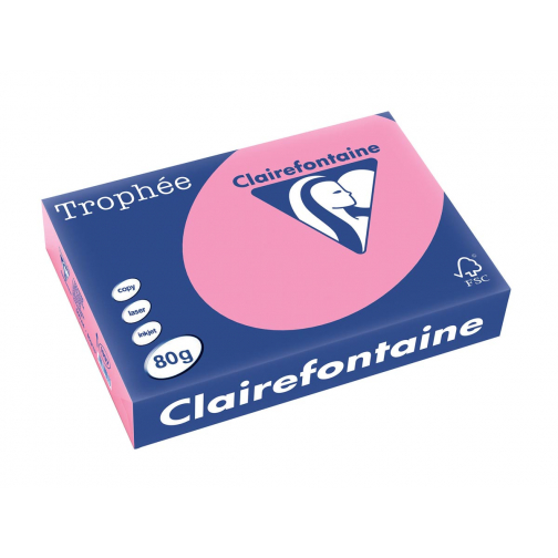 Clairefontaine Trophée papier couleur, A4, 80 g, 500 feuilles, rose vif