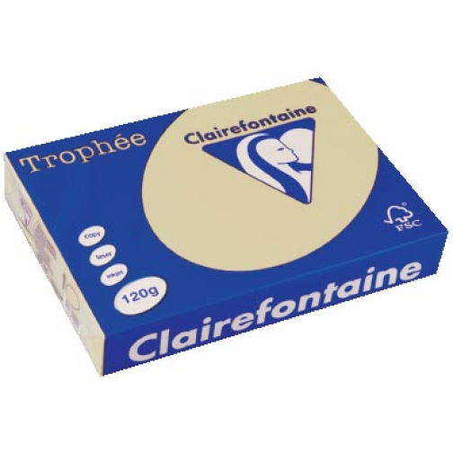 Clairefontaine Trophée Pastel, papier couleur, A4, 120 g, 250 feuilles, chamois