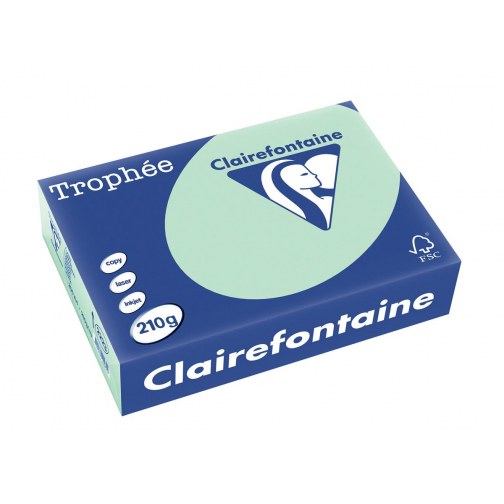 Clairefontaine Trophée Pastel, papier couleur, A4, 210 g, 250 feuilles, vert