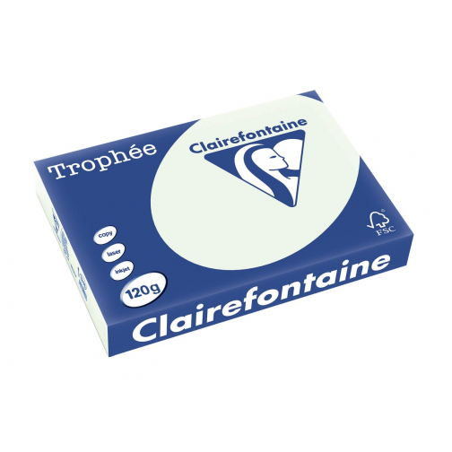 Clairefontaine Trophée Pastel, papier couleur, A4, 120 g, 250 feuilles, vert pâle