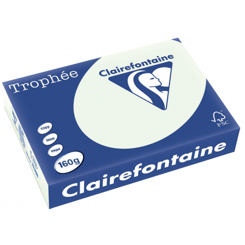 Clairefontaine Trophée Pastel, papier couleur, A4, 160 g, 250 feuilles, vert pâle