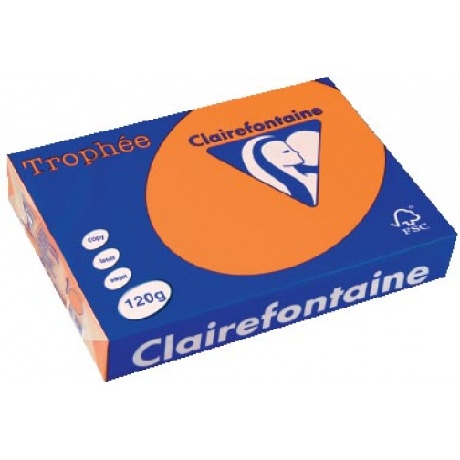 Clairefontaine Trophée Pastel, papier couleur, A4, 120 g, 250 feuilles, clémentine