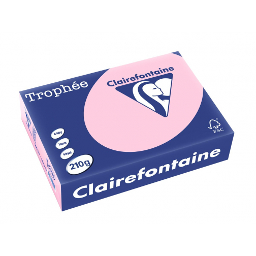 Clairefontaine Trophée Pastel, papier couleur, A4, 210 g, 250 feuilles, rose