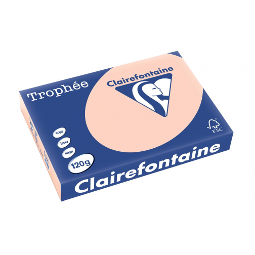 Clairefontaine Trophée Pastel, papier couleur, A4, 120 g, 250 feuilles, saumon