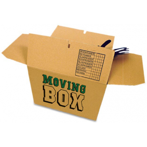 Cleverpack boîte de déménagement, carton ondulé, imprimé, ft 48 X 32 X 36 cm, paquet de 5 pièces