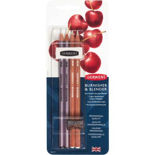 Derwent Blender et Burnisher avec gomme et taille-crayon, set de 4