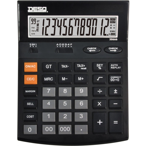 Desq calculatrice de bureau Heavy Duty 30666, Check & Correct, noir