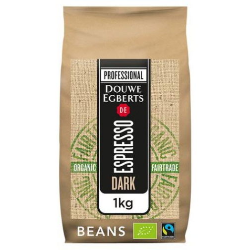 Douwe Egberts grains de café Espresso Dark Roast, bio & fairtrade, paquet de 1 kg