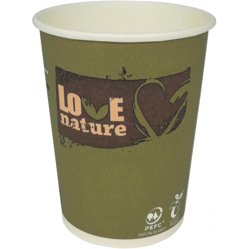 Gobelet en carton Love Nature, 200 ml, paquet de 50 pièces