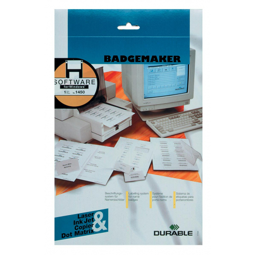 Durable cartes pour badges ft 54 x 90 mm (pour badges 8004, 8012, 8101, 8111, 8117, 8604 et 8610), 200...
