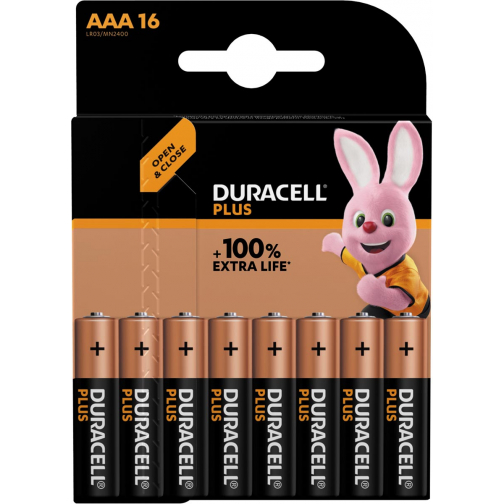 Duracell piles Plus 100%, AAA, blister 16 pièces
