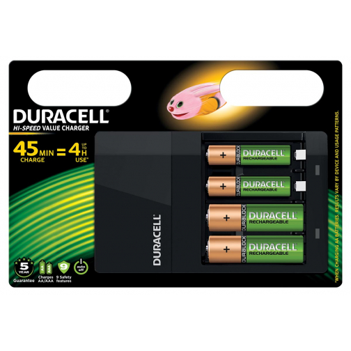 Duracell chargeur Hi-Speed Value Charger, 2 AA en 2 AAA piles inclus, sous blister