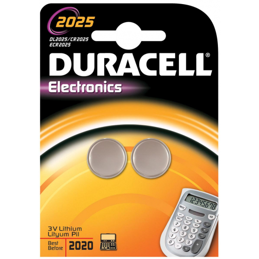Duracell piles bouton Electronics, CR2025, blister 2 pièces