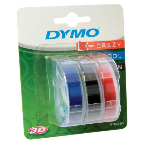 Dymo D3 ruban 9 mm, couleurs assorties, blister 3 pièces
