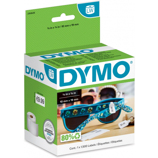 Dymo étiquettes LabelWriter, ft 54 x 11 mm, étiquettes de prix pour bijoux, blanc, 400 étiquettes