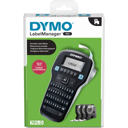 Dymo LabelManager 160 Value Pack: 1 x LabelManager 160P + 3 x ruban D1, azerty