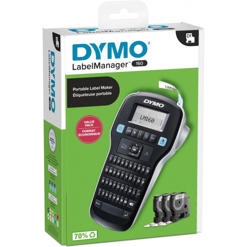 Dymo LabelManager 160 Value Pack: 1 x LabelManager 160P + 3 x ruban D1, qwerty