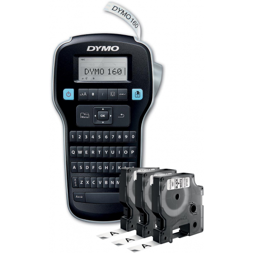 Dymo LabelManager 160 Value Pack: 3 x D1 tape, noir sur blanc, 12 mm + 1 x LabelManager 160P, qwerty