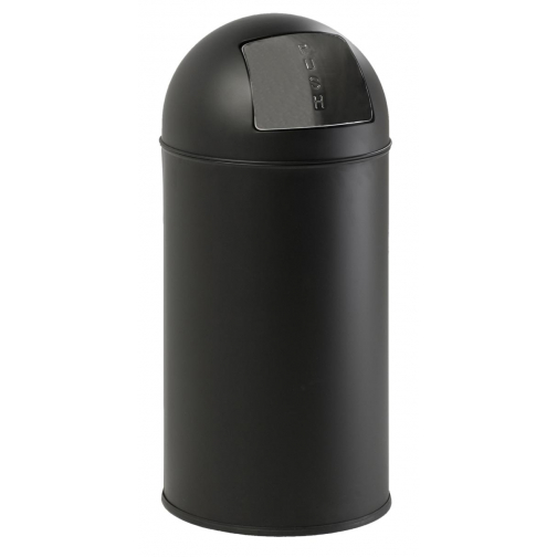 Eko poubelle avec push-couvercle 40 l, acier inoxydable mat, noir