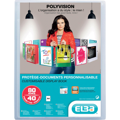 OXFORD Polyvision protège documents personnalisable, format A4, en PP, 40 pochettes, transparent