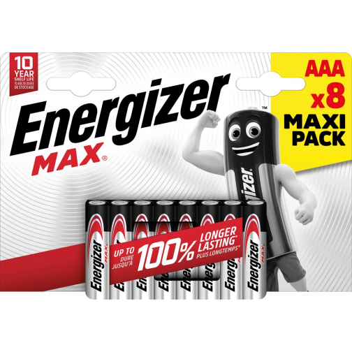 Energizer piles Max AAA/LR03/E92, blister de 8, MaxIPACK