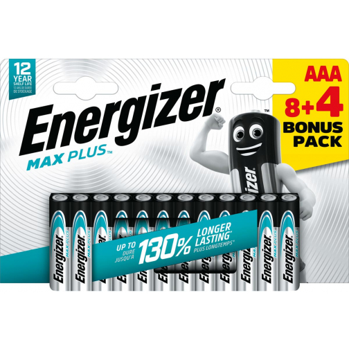 Energizer piles Max plus AAA, blister de 8+4