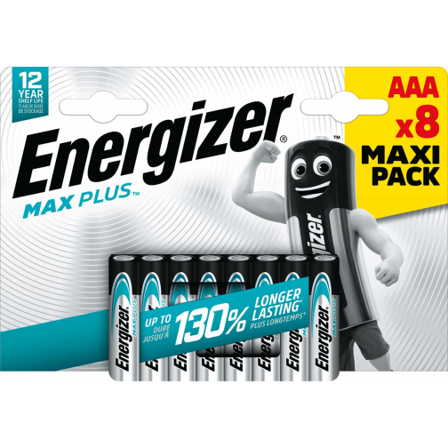 Energizer piles Max Plus AAA, blister de 8 pièces