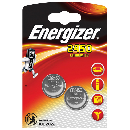 Energizer pile bouton, CR2450, blister 2 pièces