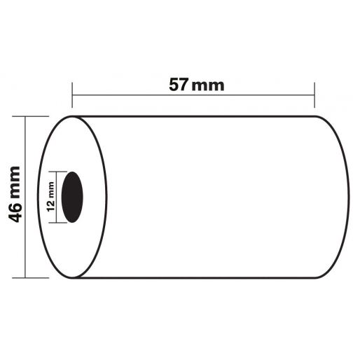 Exacompta bobine thermique ft 57 mm, D +-46 mm, mandrin 12 mm, longueur 24 m, paquet de 10 rouleaux