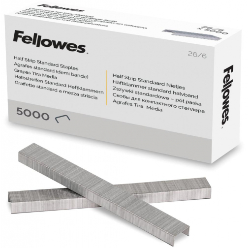 Fellowes agrafes 26/6, half strip, boîte de 5.000 agrafes