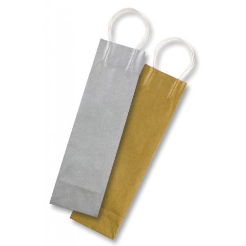 Folia sac papier kraft pour bouteilles, 110 g/m², or et argent, paquet de 6 pièces