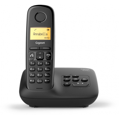 Gigaset A270A téléphone DECT sans fil avec répondeur intégré, noir