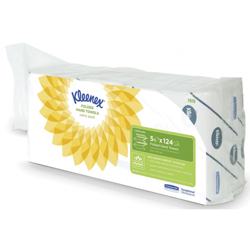 Kleenex essuie-mains en papier Ultra, enchevêtrés, 2 plis, 124 feuilles, paquet de 5 pièces