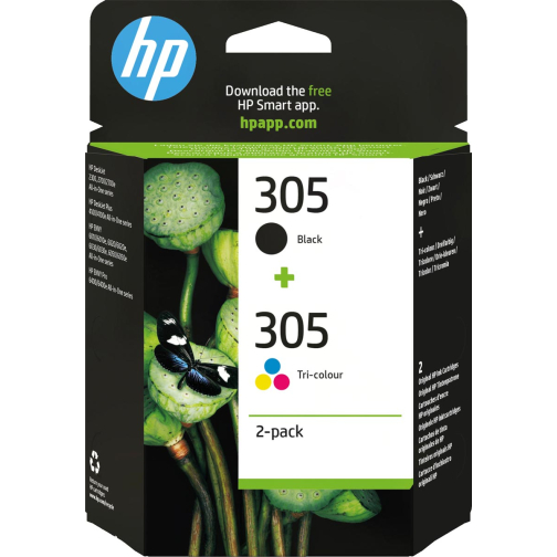 HP cartouche d'encre 305, 100-120 pages, OEM 6ZD17AE, 1 x noir et 1x 3 couleurs