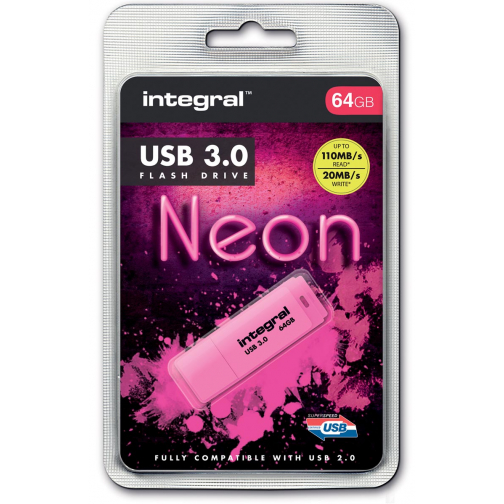 Integral Neon clé USB 3.0, 64 Go, rose