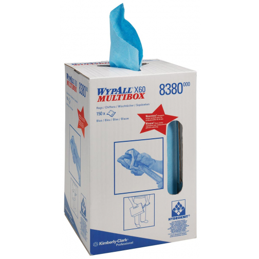 Wypall lingettes nettoyantes X60, boîte distributrice avec 150 lingettes
