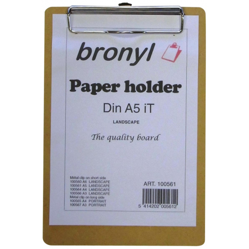 Bronyl Plaque à pince pour ft A5 (16 x 25 cm)