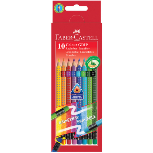 kleurpotlood Faber Castell GRIP 2001 uitgumbaar etui à 10 stuks