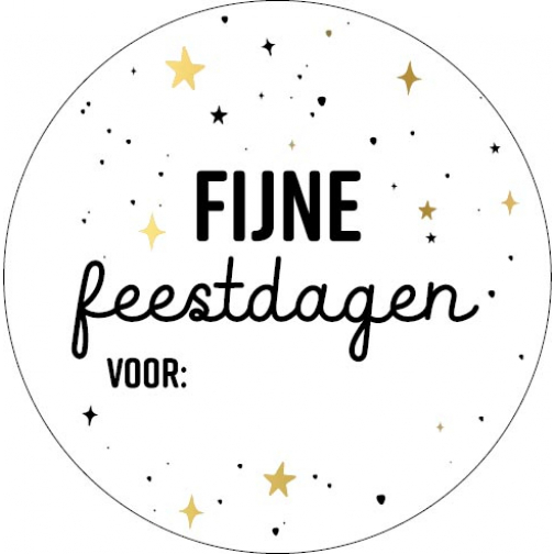 KP étiquette "Fijne Feestdagen voor", diamètre 40 mm, rouleau de 250 pièces