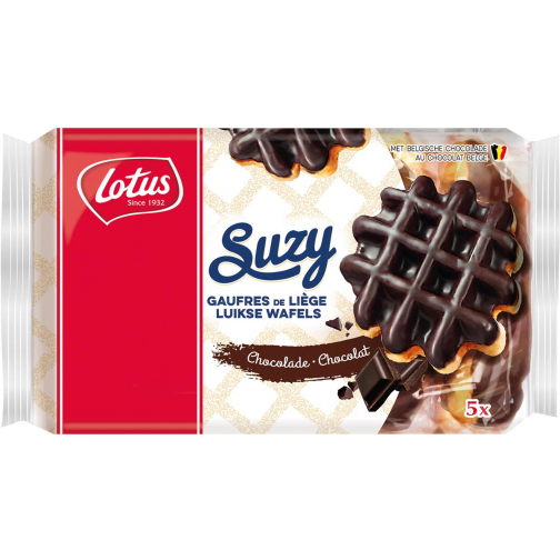 Lotus Suzy gaufre de Liège au chocolat, 57,6 g, paquet de 5 pièces